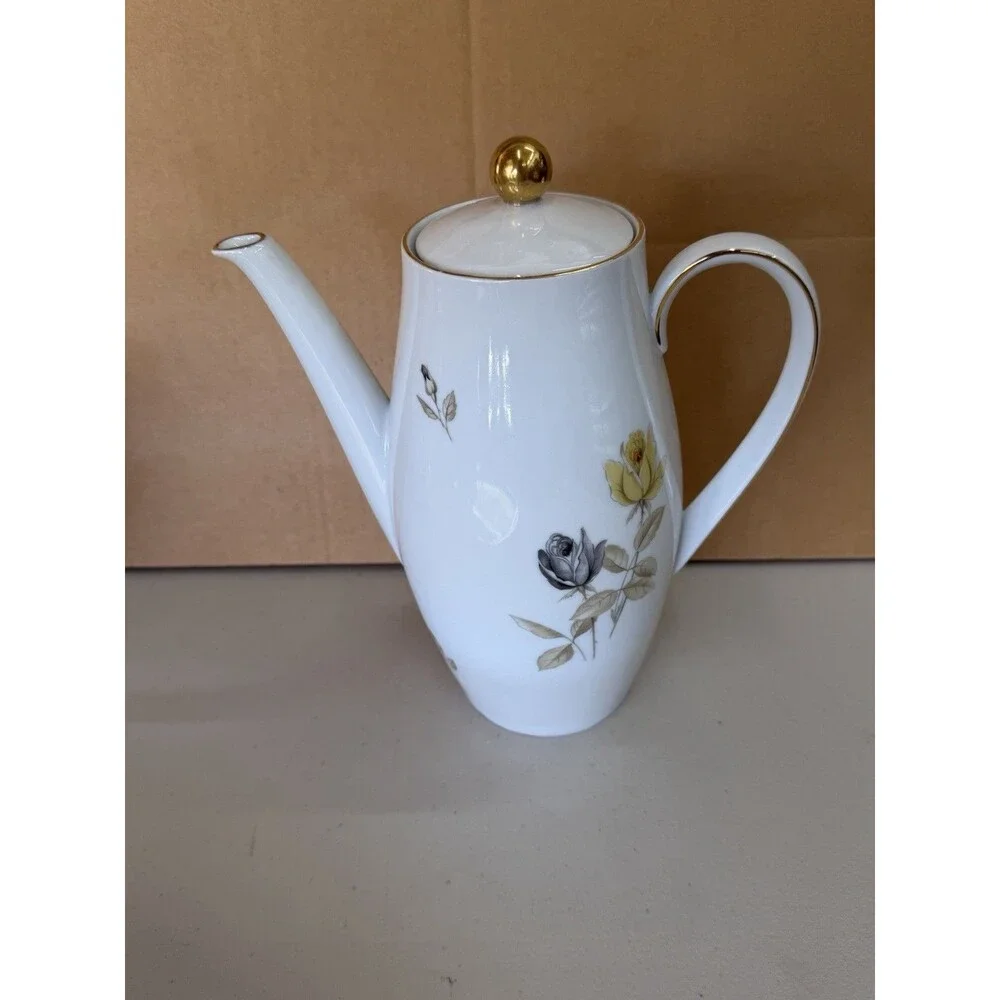 Vintage Seltmann Weiden K Bavaria Porcelain Gold Rimmed Floral Coffee/Tea Pot